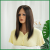 Glueless Silicone Human Hair Full Lace Wigs with Dark Brown