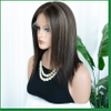Lace Top Human Hair Wigs with Blonde Highlights
