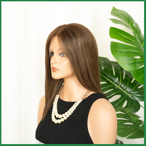 Glueless Virgin Human Hair Swiss Lace Top Wig with Highlights