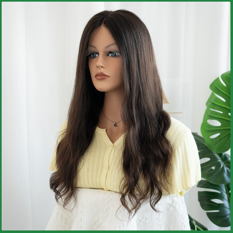 Lansa Customized Natural Wave Virgin Human Hair Lace Top Wig with Natural Black