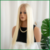 Golden Blonde Virgin Human Hair Lace Top Wig with Dark Rooting