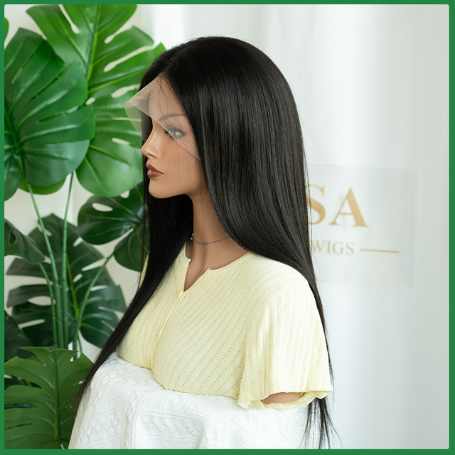 High Quality Remy Hair Natural Black Full Lace Medical Wigs with Silicone