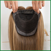 14” Medium Brown Silk Top Hair Topper with Highlights