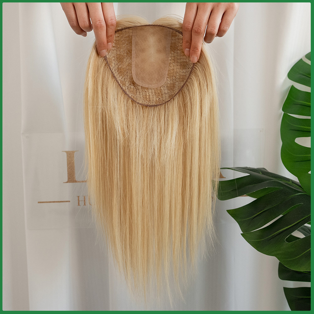 Fishnet Hair Topper Streaked with Silk Base Top