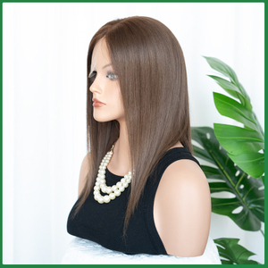 Premium Remy Human Hair Swiss Lace Top Medium Brown Wig