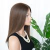 Premium Remy Human Hair Swiss Lace Top Medium Brown Wig
