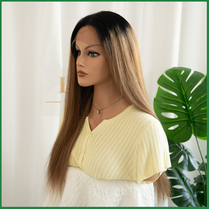 Light Brown Lace Top Wig with Dark Rooting