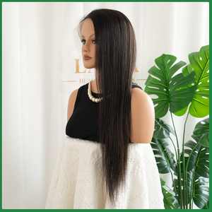 Natural Black Straight Virgin Human Hair Swiss Lace Wig