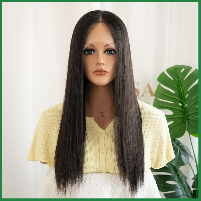 Premium Virgin Hair Lace Top Wig with Natural Black