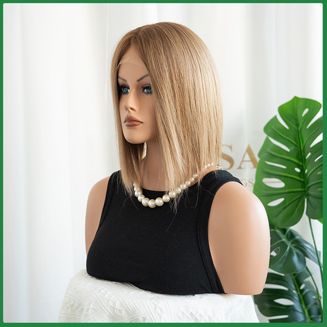 Short Remy Hair Silk Top Sheitel Wig with Layers 