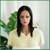 Natural Black Premium Remy Human Hair Lace Top Wigs with Small Layers