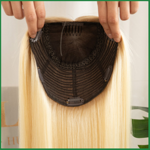 Silk Top Hair Pieces Blonde with Dark Rooting
