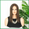 Dark Brown Virgin Human Hair Lace Top Sheitel Wigs with Subtle Highlights