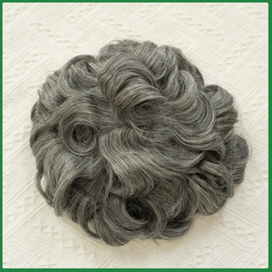 Salt-and-pepper Swiss Lace Hair Topper with Poly Perimeter