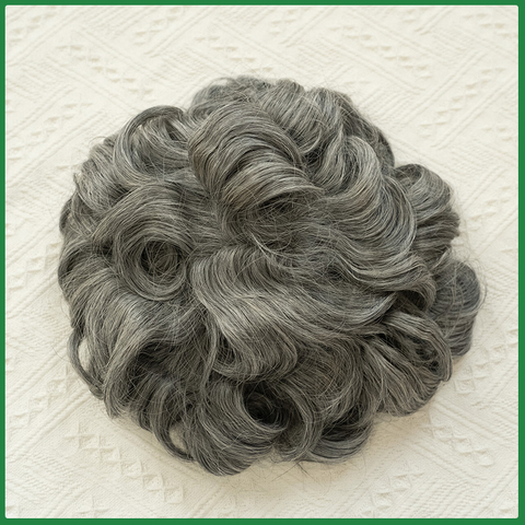 Salt-and-pepper Swiss Lace Hair Topper with Poly Perimeter