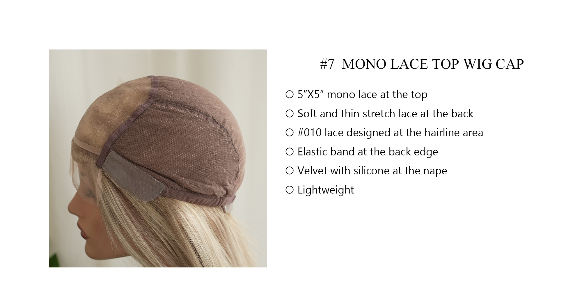 #7 mono lace top wig
