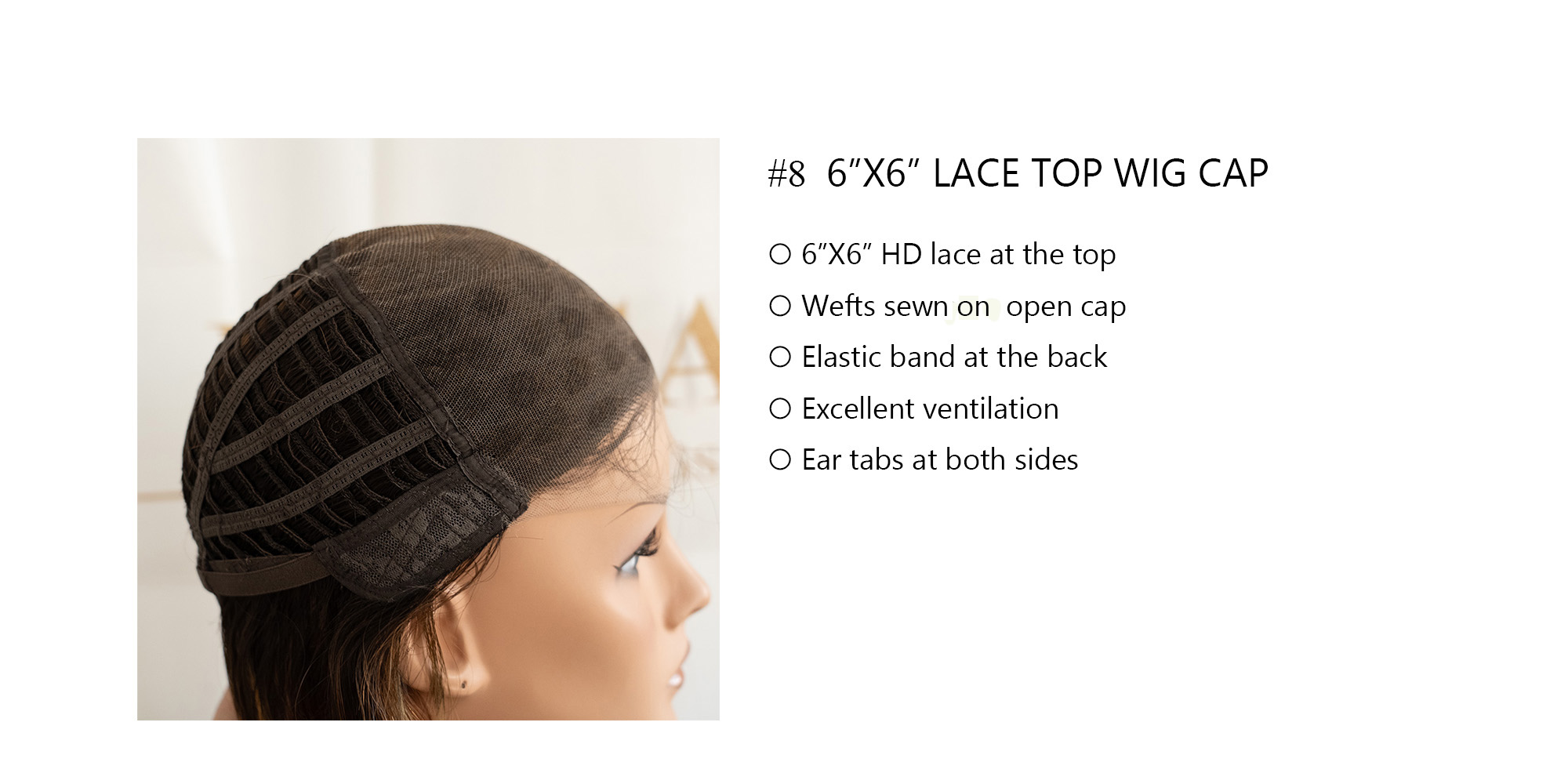 #8 6X6 LACE TOP WIG CAP