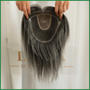 Grey White Hair Silk And Lace Base Hair Topper with Pu Around