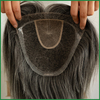 Grey White Hair Silk And Lace Base Hair Topper with Pu Around
