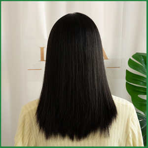 Natural Black Virgin Hair Lace Top Wig with Small Layers